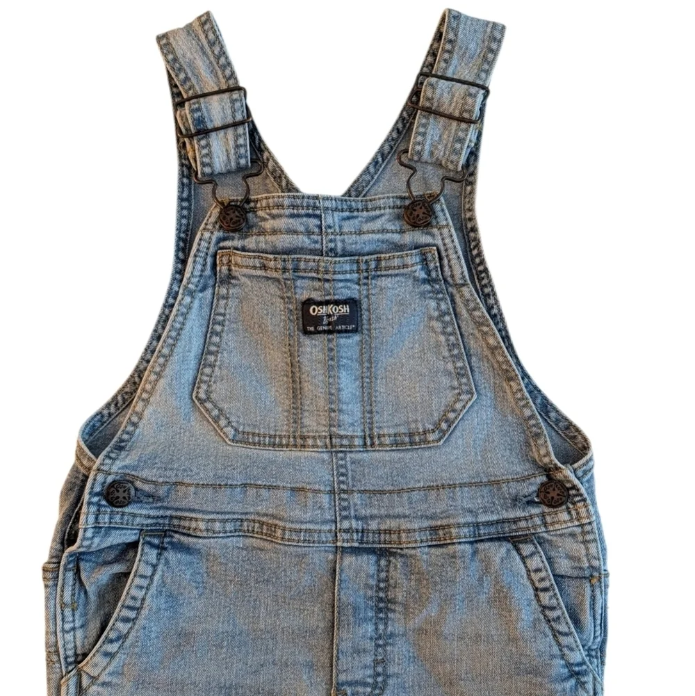 Oshkosh Girls Boys Denim Overalls for Kids Blue Cotton Size 5T